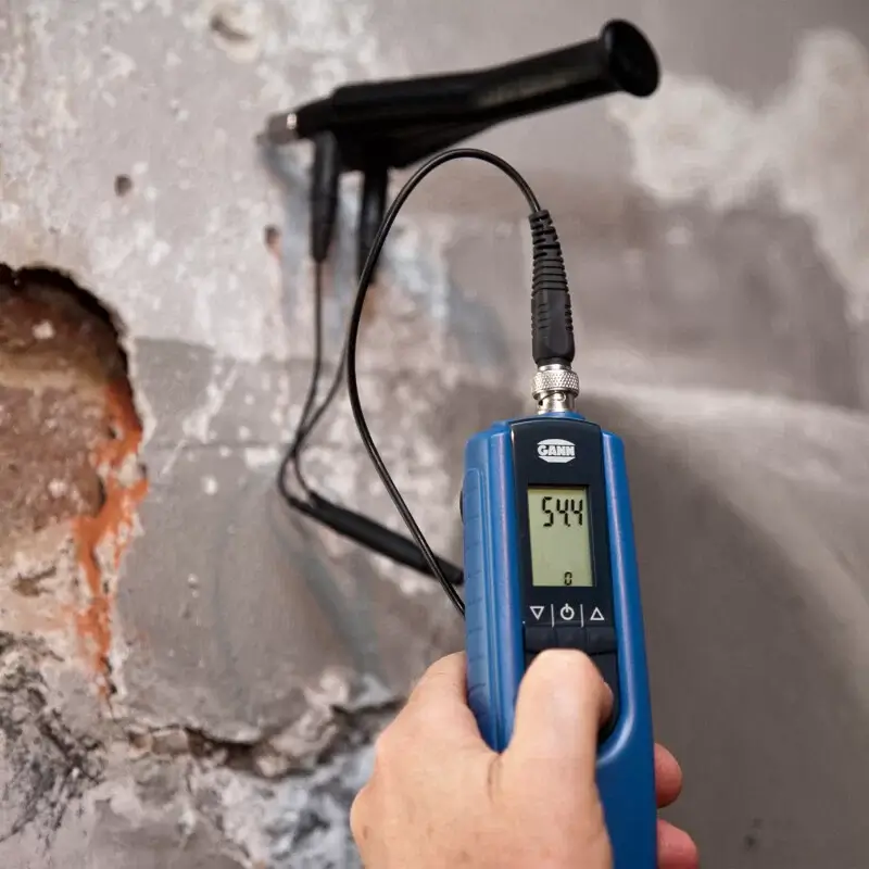 Zestaw pomiarowy dla fachowca - komplet mierników do pomiaru wilgotności materiałów budowlanych, ścian, posadzki, strefy izolacji i powietrza.