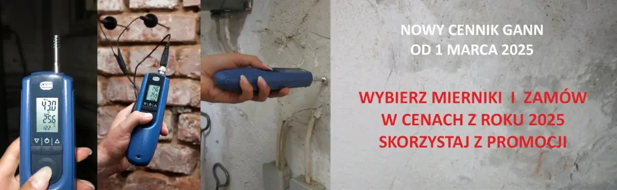 Miernik wilgoci Gann, nieinwazyjny BL B2, termohigrometr Gann, pomiar wilgoci ściany, posadzki, pod posadzką